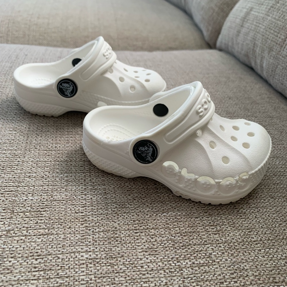 White toddler Baya Crocs